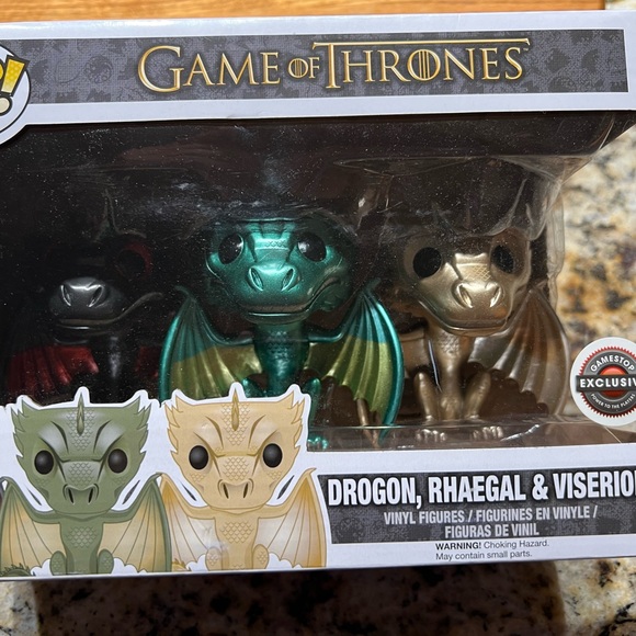 Funko POP Drogon Rhaegal Viserion Metallic 3 pack - Picture 2 of 7
